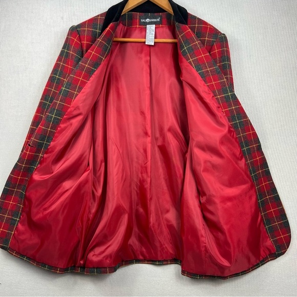 Vintage SAG HARBOR Wool Blend Plaid Blazer Women’s Size 12 Single Button Closure - Picture 6 of 10